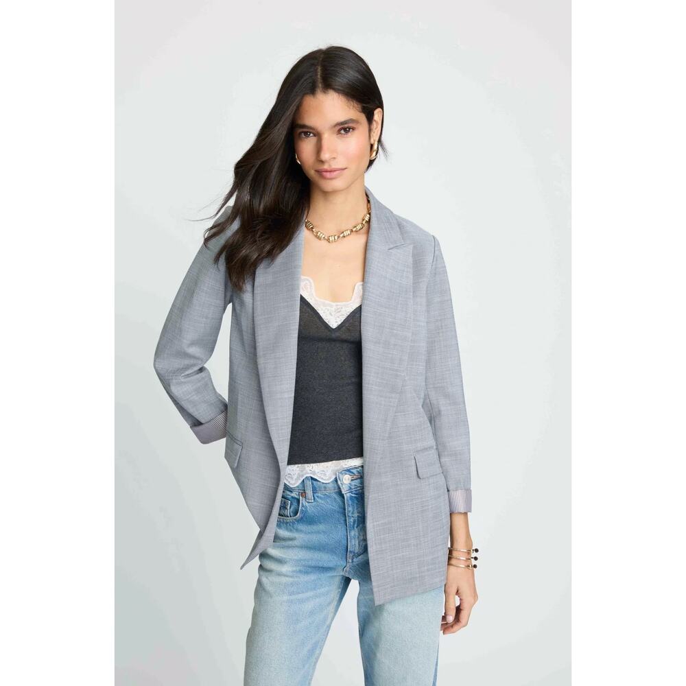 French Mauve Bailey Blazer Women’s XL NWT Contrast Roll Cuff Jacket Navy Grey